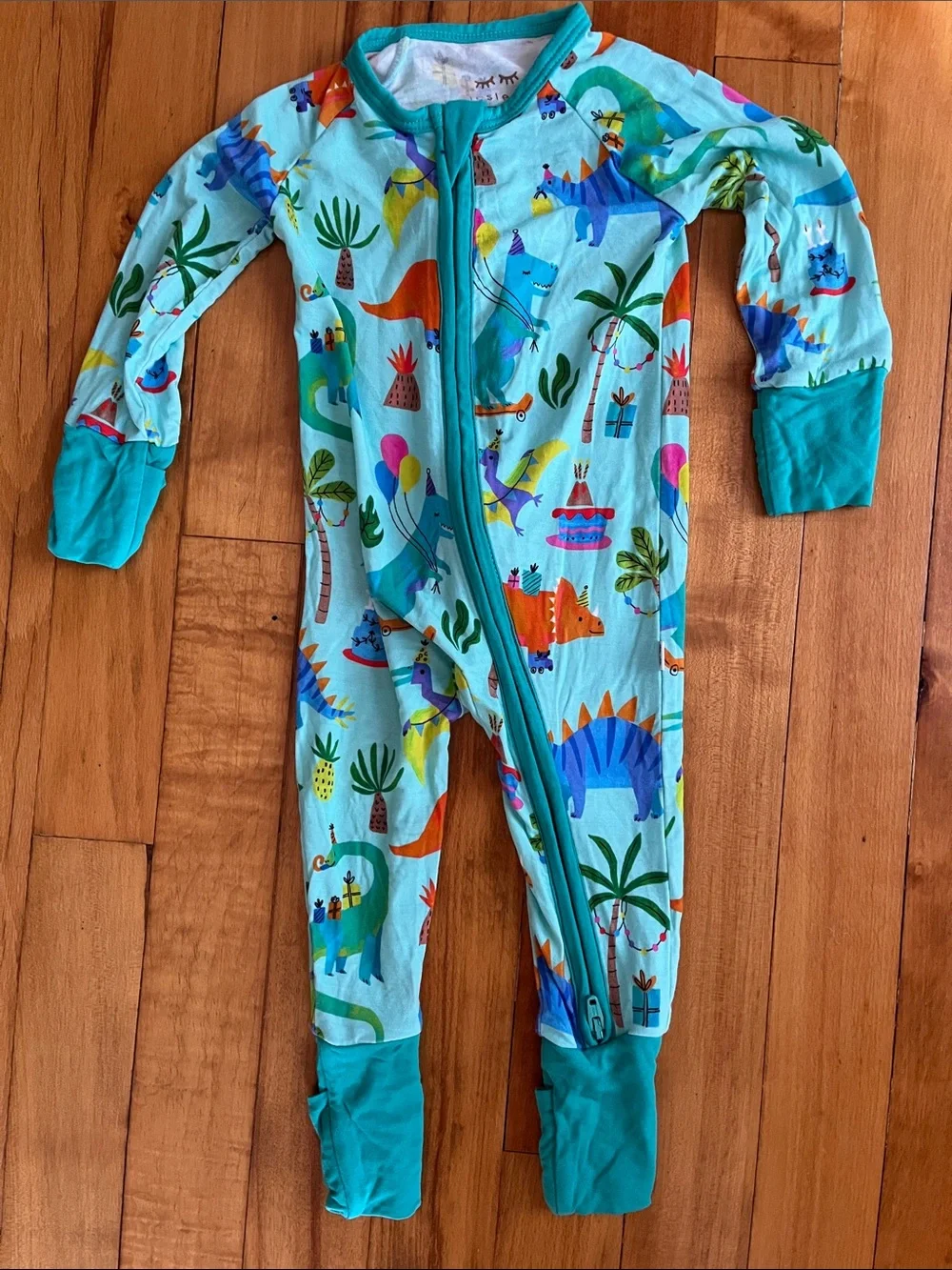 Little sleepies Prehistoric Party Zippy size 0-3 months unisex bamboo dinosaur
